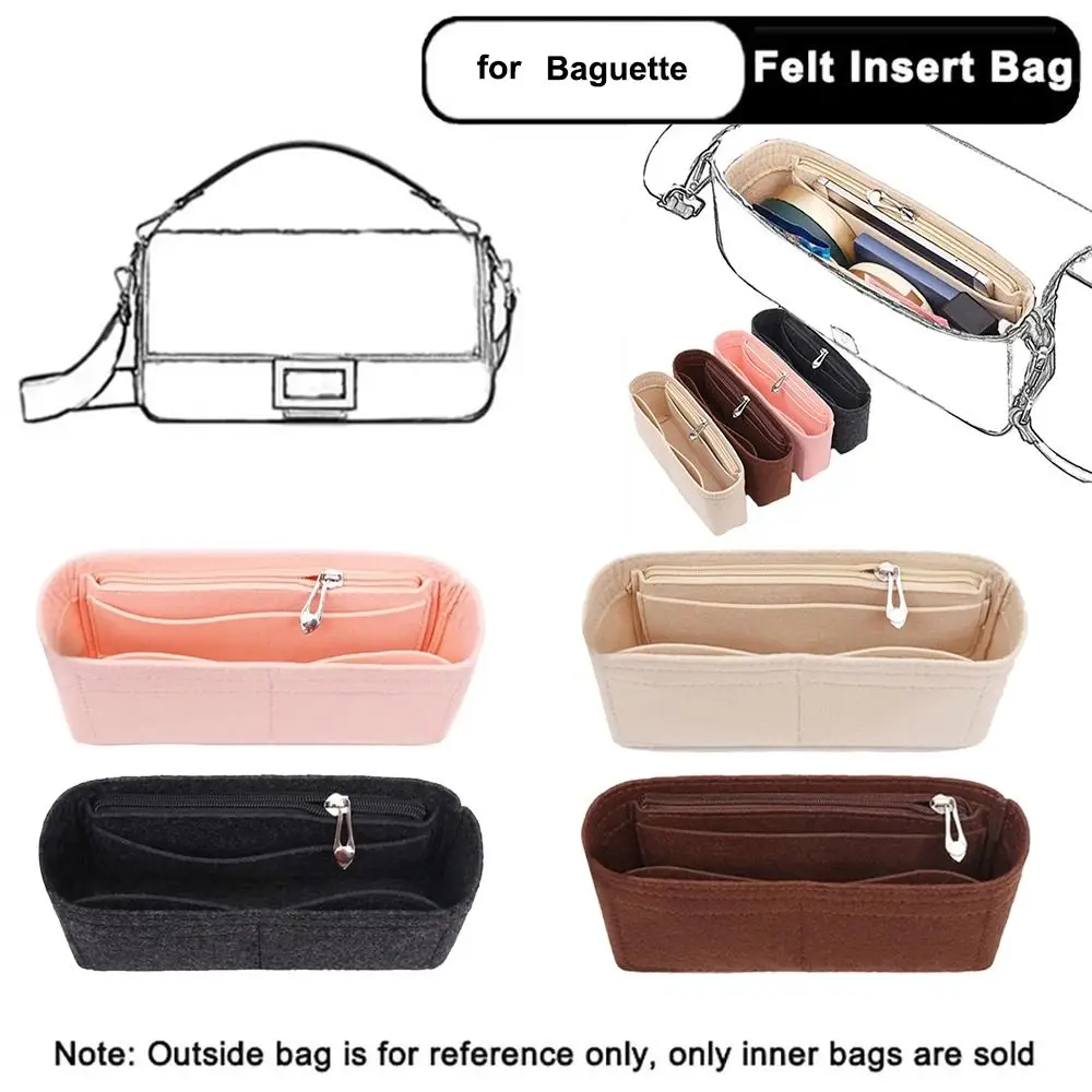 Felt Inner Bag Durable Multi-Pocket Storage Bags Bag Organizer Travel Handbag Organizer for Baguette