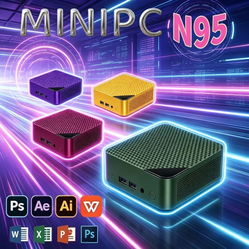 Compact 2026 Fast Intel Core N95 Portable Mini PC Computer 16GB 1TB Gaming Computer WiFi 6 USB Portable Mini Desktop PC