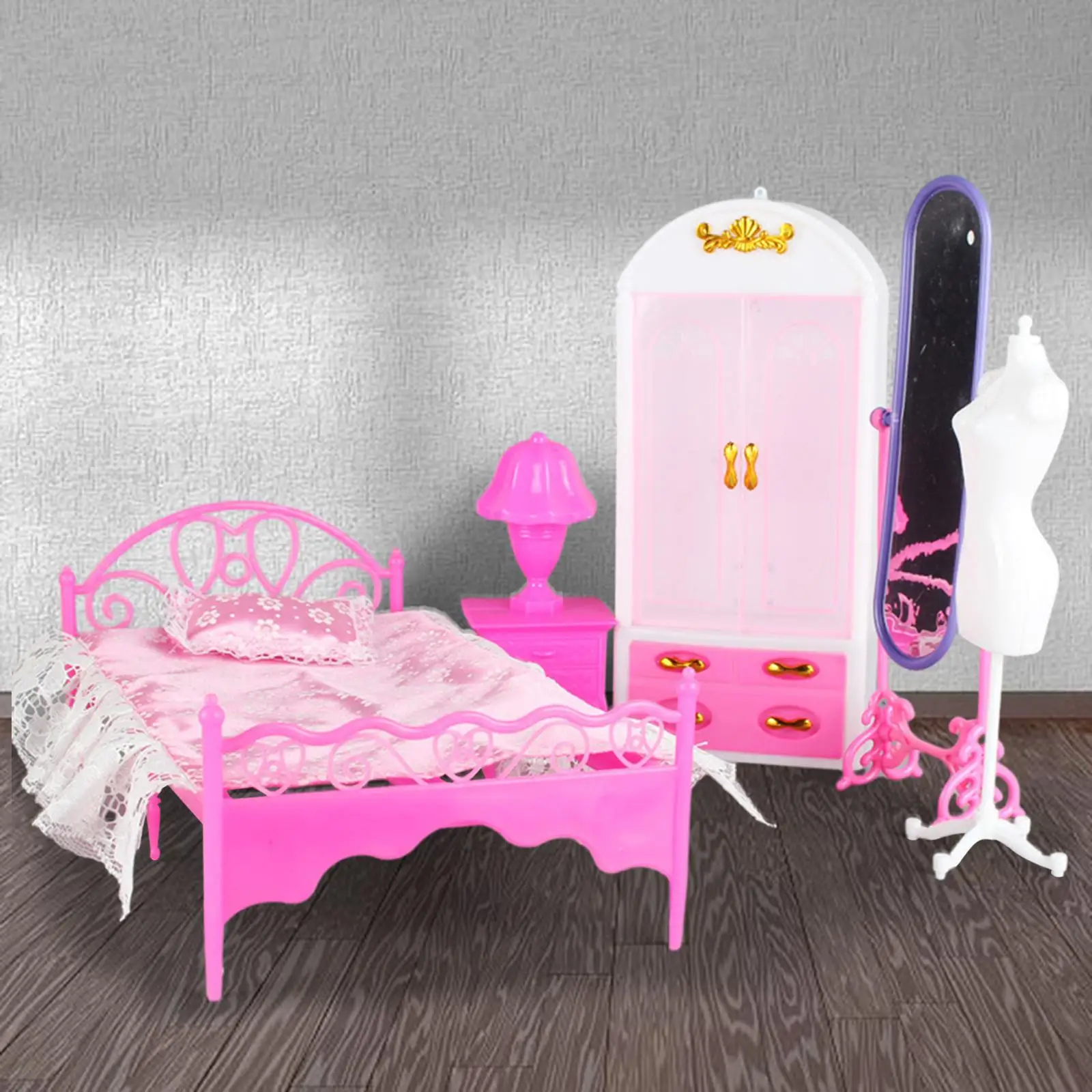 

5x 1:6 Scale Doll Furniture Accessories Bedroom Home Bed Wardrobe Ornaments