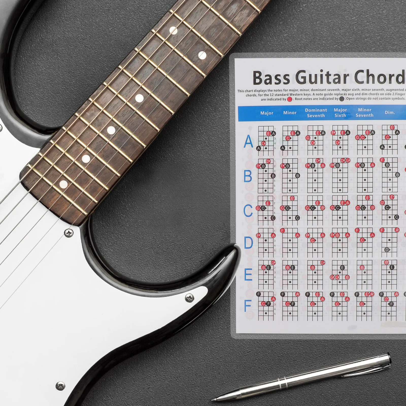 Piano Note Electric Bass Chord Diagram Guitar Trainning Guide Trainer Map Copper Sheet Chart Chort Learning