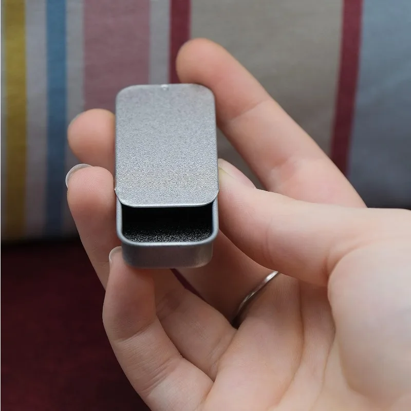 3PC Mini Black Matte Sliding Cover Push-Pull Tin Box Portable U Disk Chewing Gum Metal Box Small Home Ointment Storage Box