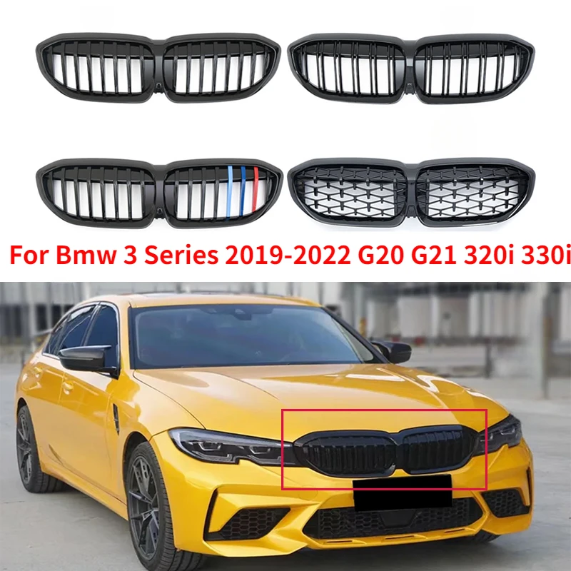 

Front Radiator Grid Grille Grill Tuning Mesh For Bmw 3 Series 2019-2022 G20 G21 320i 330i 340i Racing Grills Car Accessories