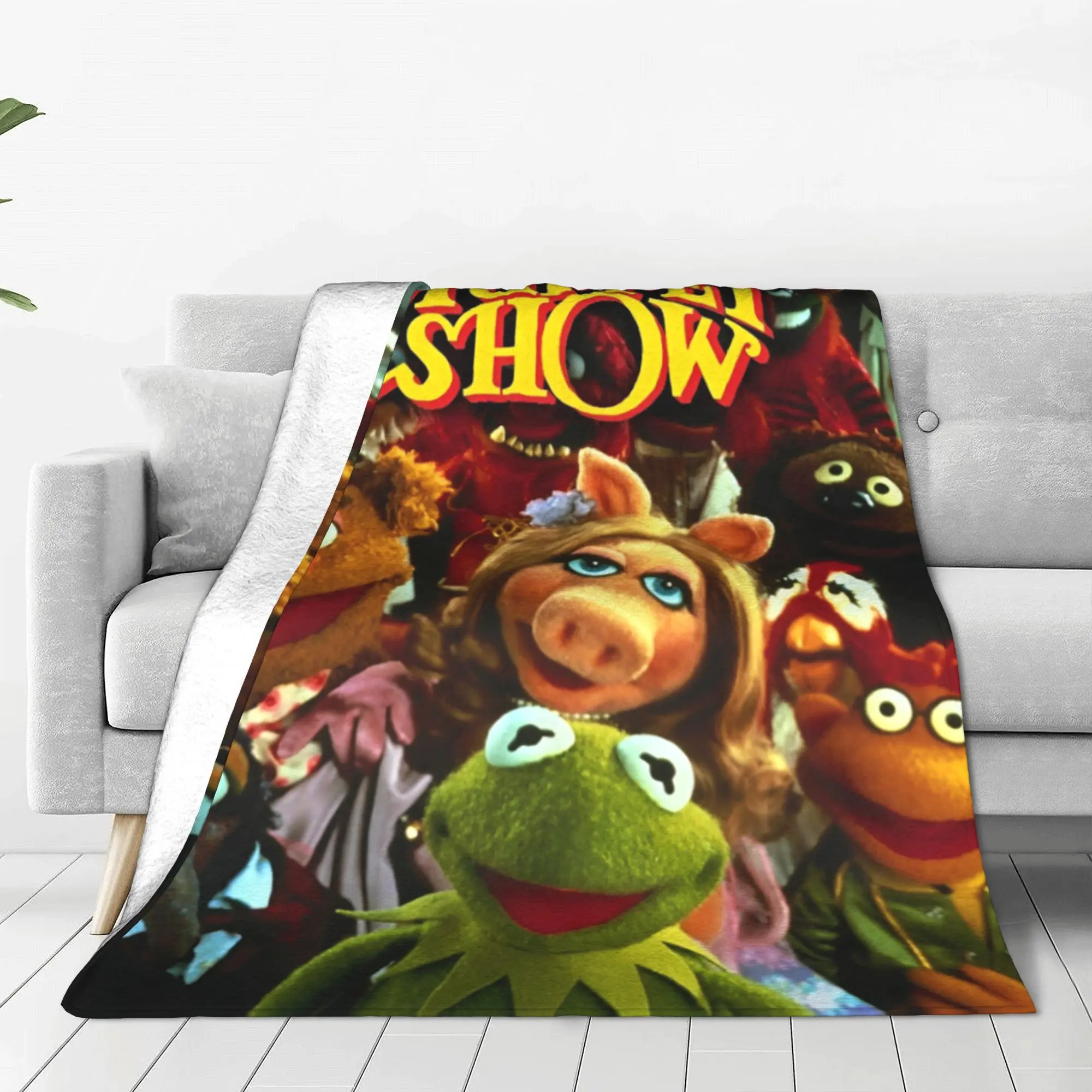 The Muppet Show Kermit the Frog Knitted Blanket Coral Fleece Plush Movie TV show Lightweight Throw Blanket Airplane Travel Rug