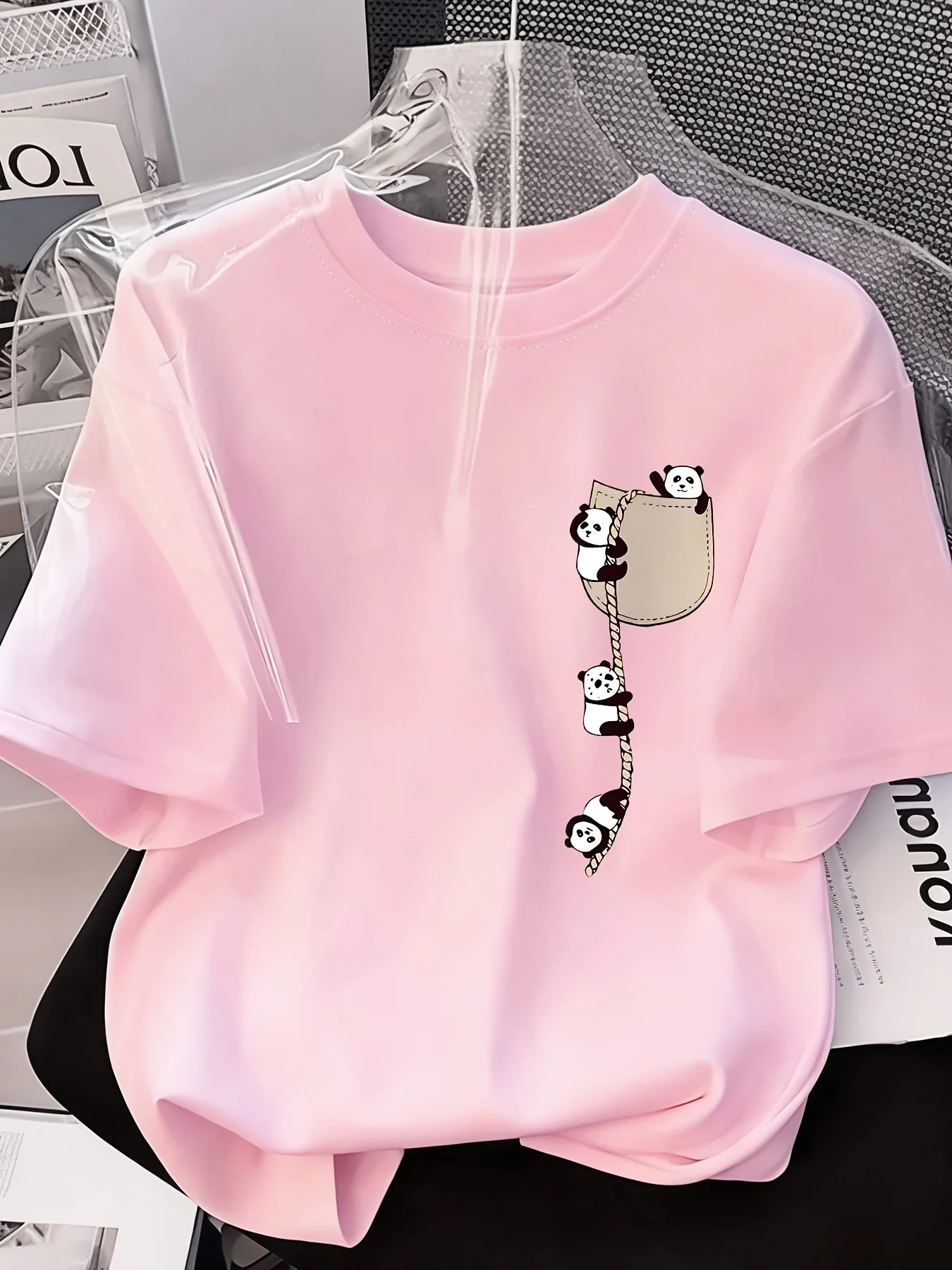 Fashion New Design - Women's Round-neck Panda Print Fashion Short-Sleeved Summer Casual T-shirt women clothes Summer Streetwear image 5