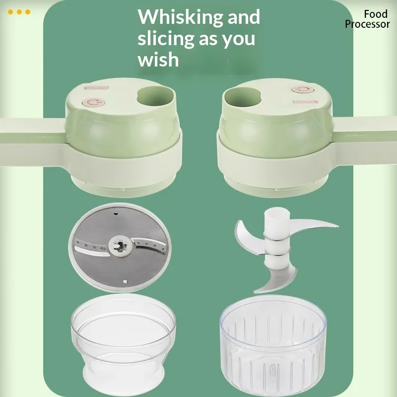 Vegetable Cutter Electric Multi-functional Household Handheld Cooking Food Machine Mashing Garlic Minced Meat Slicing Artifact