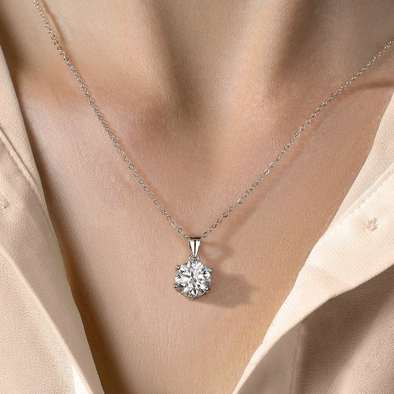 GRA 1CT-3CT naszyjnik z diamentowe wesele Moissanite dla kobiet oryginalny długi łańcuszek srebrny luksusowa jakość biżuteria 925 Sterling