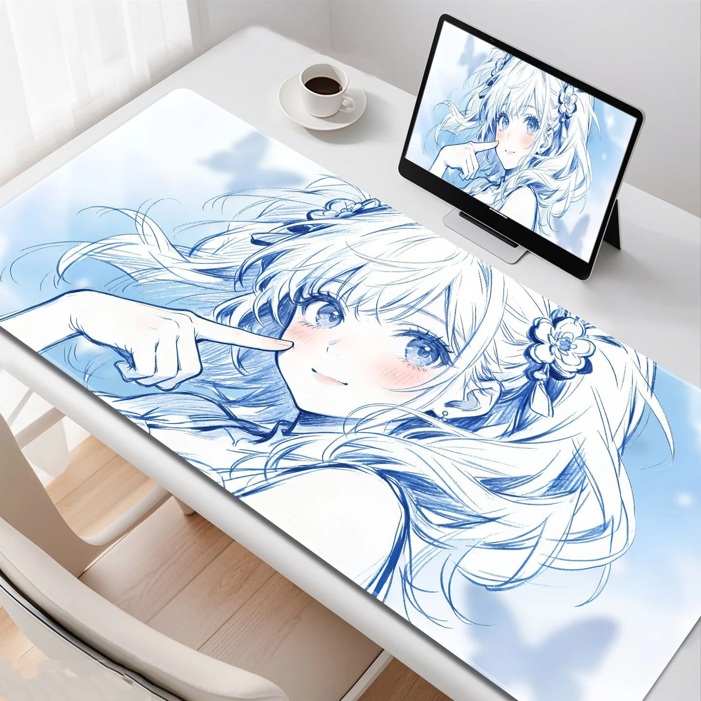 

Kawaii Korean Animation Can Be anime Double Horsetail Mist Pink Girl PU Leather Mouse Pad E-sports Game Keyboard Office Decorate