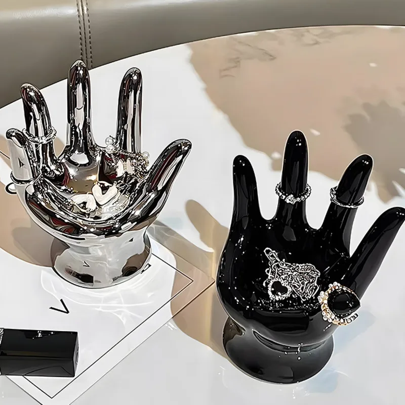 Ceramic Palm Storage Rack Jewelry Box Dressing Table Jewelry Tray Decorative Tray Earrings Ring Organizer Storage Holder Shelf