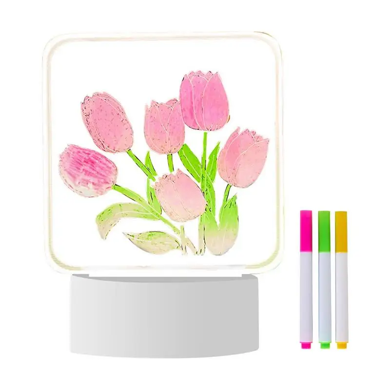 Tulip Lamp Adjustable USB Tri-Color Base Desk Lamp DIY Flower Table Lamp Tulip Desk LED Night Light For Home Bedroom Table Decor