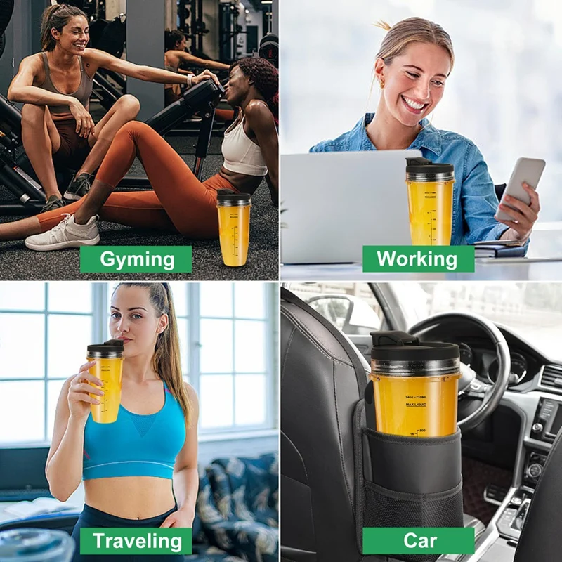 قطع غيار خلاط AEB1-لأكواب خلاط نينجا أوتو آي كيو، 24 أونصة + 32 أونصة مع مجموعة أغطية للذهاب، شفرة مستخرج الزعانف #5