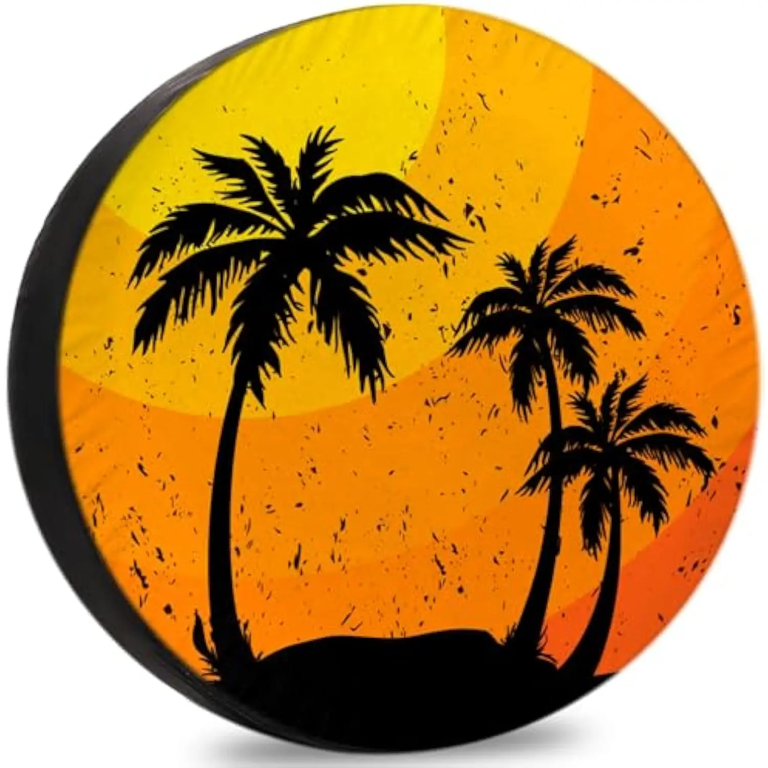 Sunset Palm Tree Tire Cover Vintage Tropical Silhouette Spare Wheel Protector for RV Trailer SUV Camping Accessory