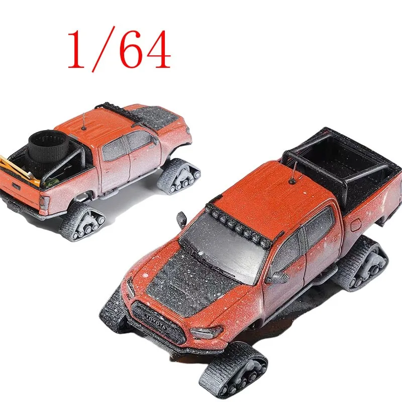 

Литой под давлением GCD масштаб 1/64 ‌ Toyota Tacoma Snow Edition Pre-runner с треками танка, модель автомобиля из сплава, игрушки для мальчиков, подарок