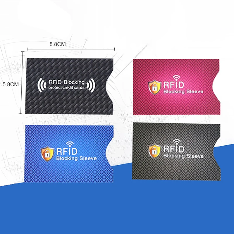 2ชิ้นกระเป๋าเก็บบัตรป้องกันการโจรกรรม RFID ปิดกั้นสัญญาณ NFC ที่ป้องกันปลอดภัยสำหรับบัตรเครดิตป้องกันหนังสือเดินทางป้องกันกระเป๋าใส่บัตร