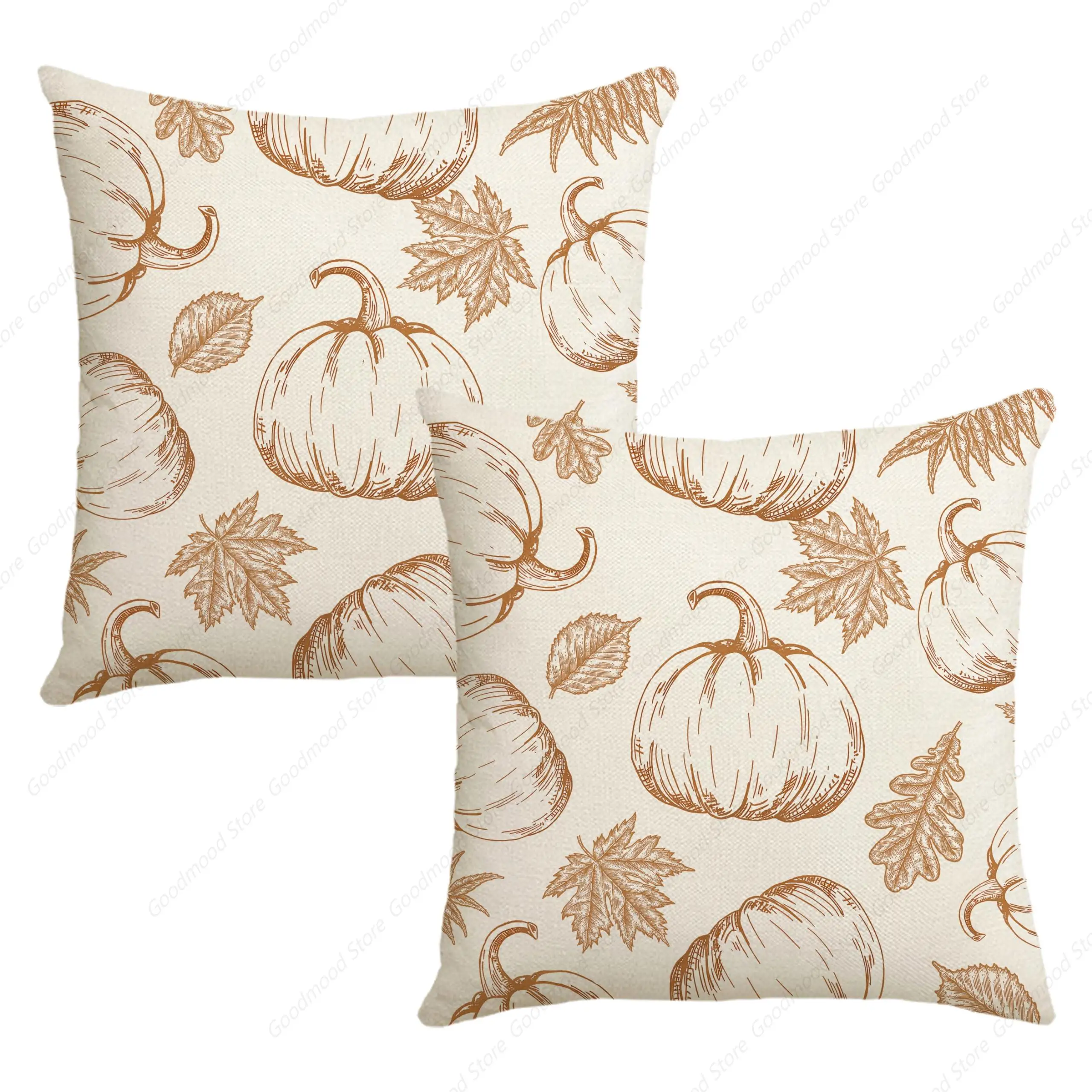 Fall Pillow Covers 18x18 Inch Set of 2 Pumpkin and Maple Leaf Fall Decor Autumn Linen Pillow Cover Outdoor Throw Pillow Covers