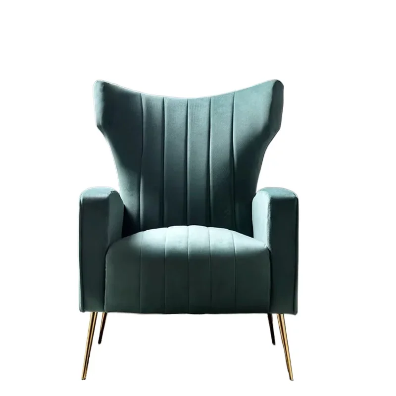 Leisure Chair Modern Leisure Hotel Velvet Fabric Living Room Furniture Sofa Relaxing Single Arm Chair