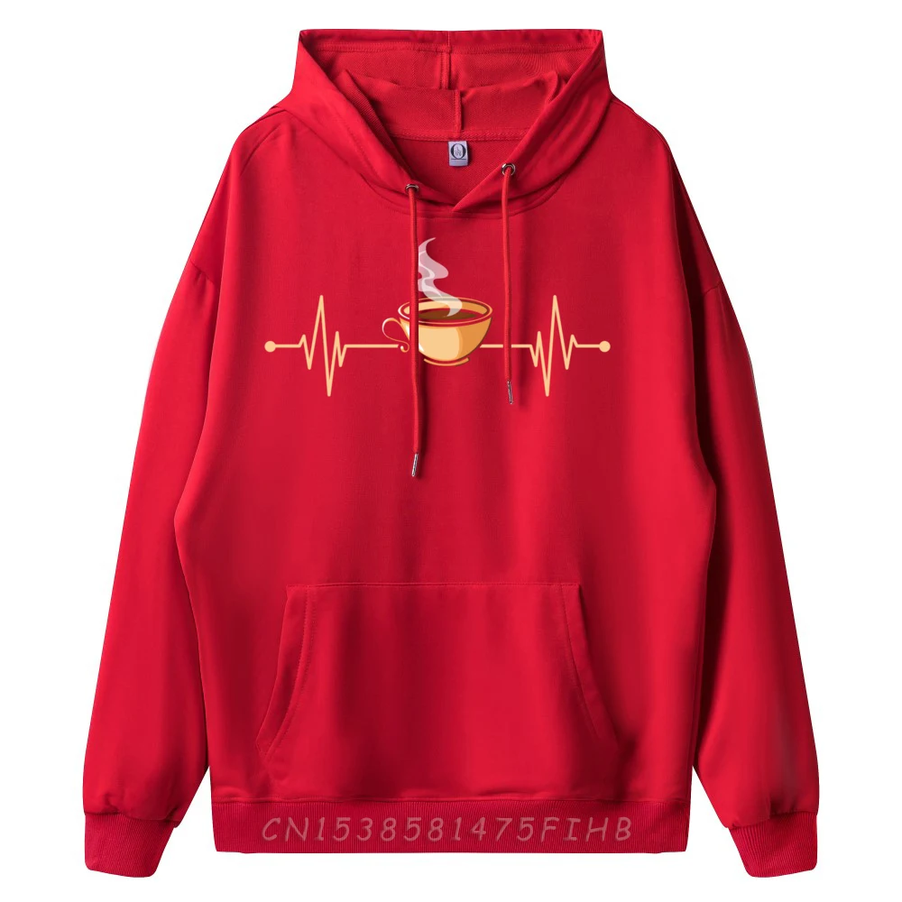 Drinking Coffee Heartbeat Cute Coffee Lover Luxury Hoodies Men High Quality Oversize Long Sleeve Hoodies Plus Size