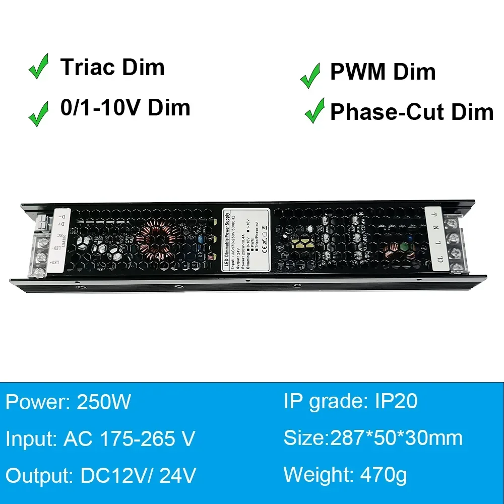 Triac Dimmable Led Driver 24V 12V Dimmable Power Supply 60W 100W 150W 200W 250W 300W Transformer 220v 24v Dimmable Led