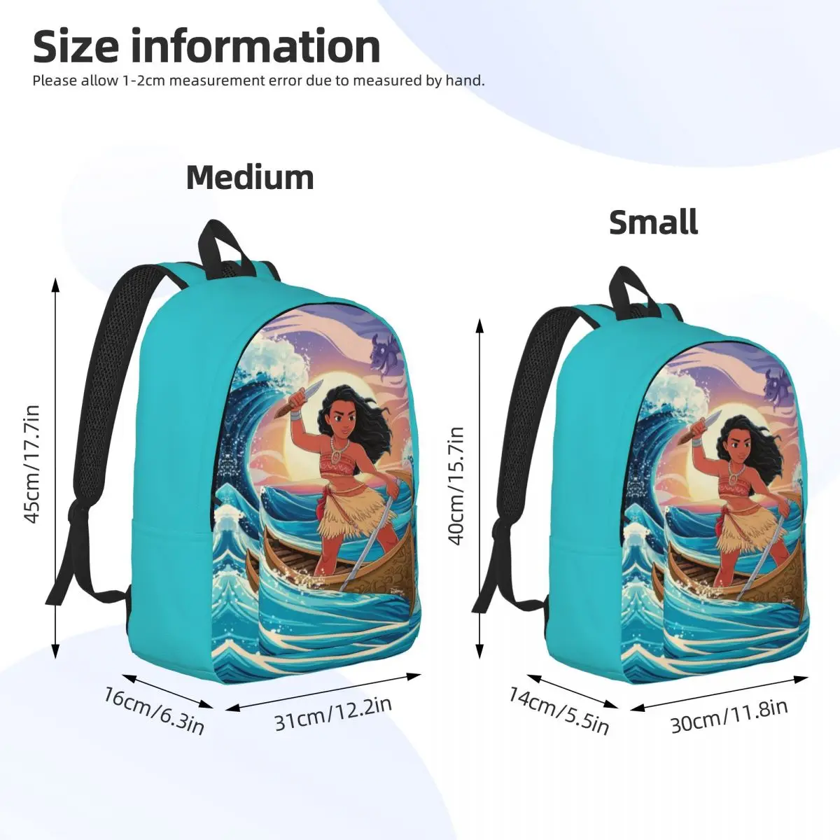 Custom Moana Wallpapers Canvas Backpack for Men Women Water Resistant School College Bag Printing Bookbag