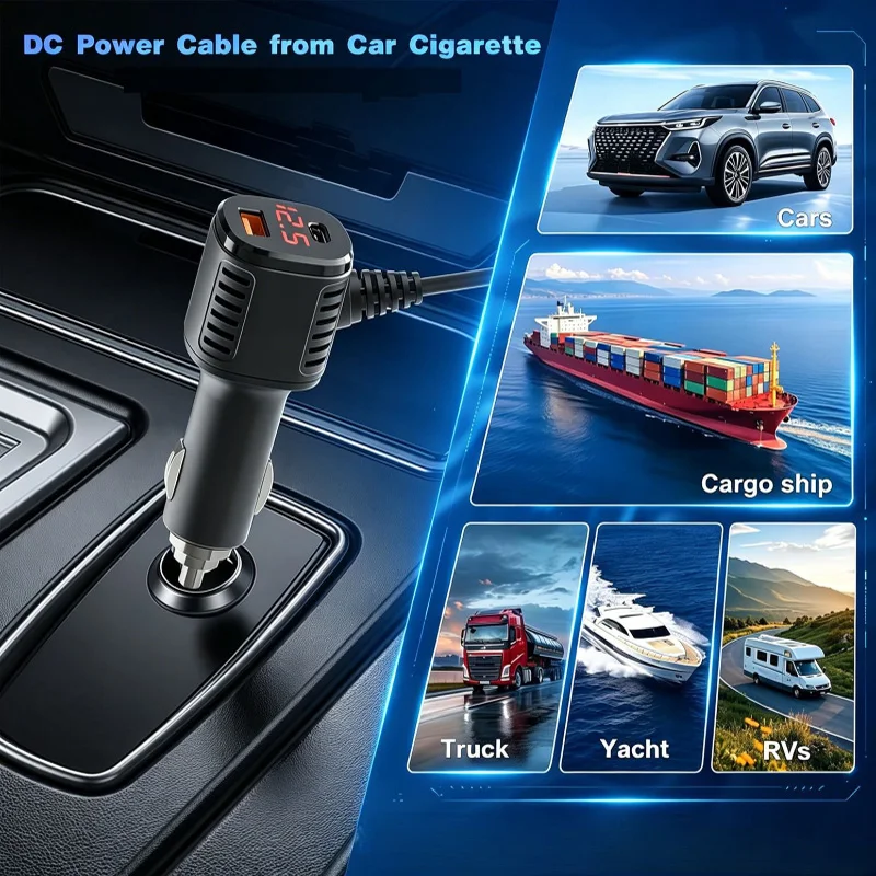 Starlink MINI car mounted switch and digital display boost cable+cigarette lighter adapter DC power supply applied to cars, RVs