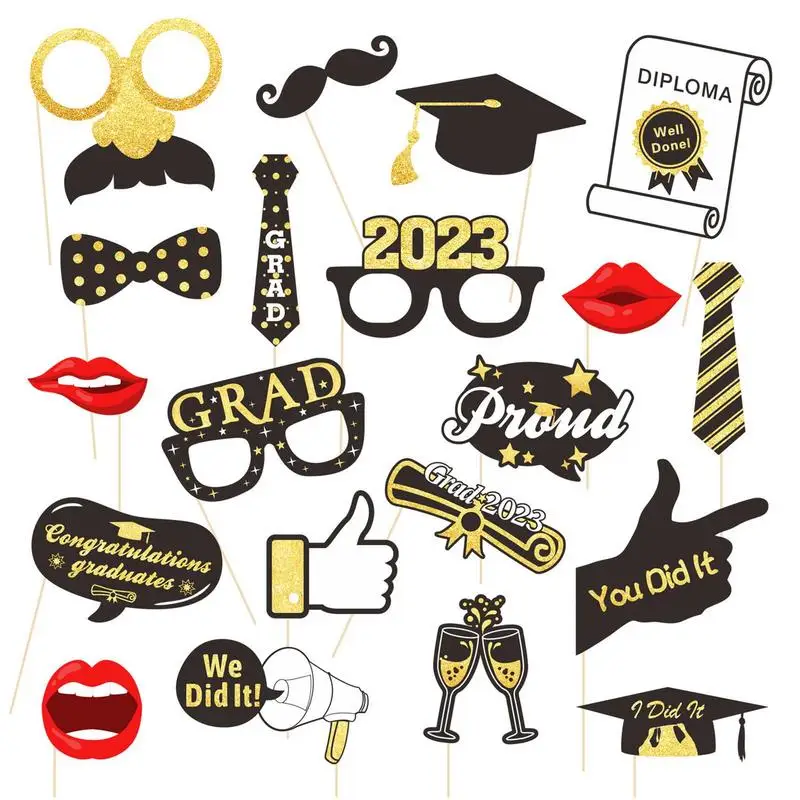 20 Pcs Photo Booth Props DIY Funny Mustache Lips Glasses Mask Festival Party Theme Movie Night Birthday Photobooth Accessories