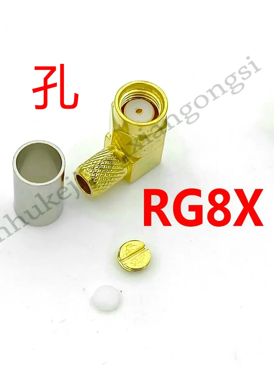 

RP SMA Connector 90 degree right angle Male (Female pin) Crimp for for RG8X RG-8X LMR240 Coaxial Coax Cable adapter