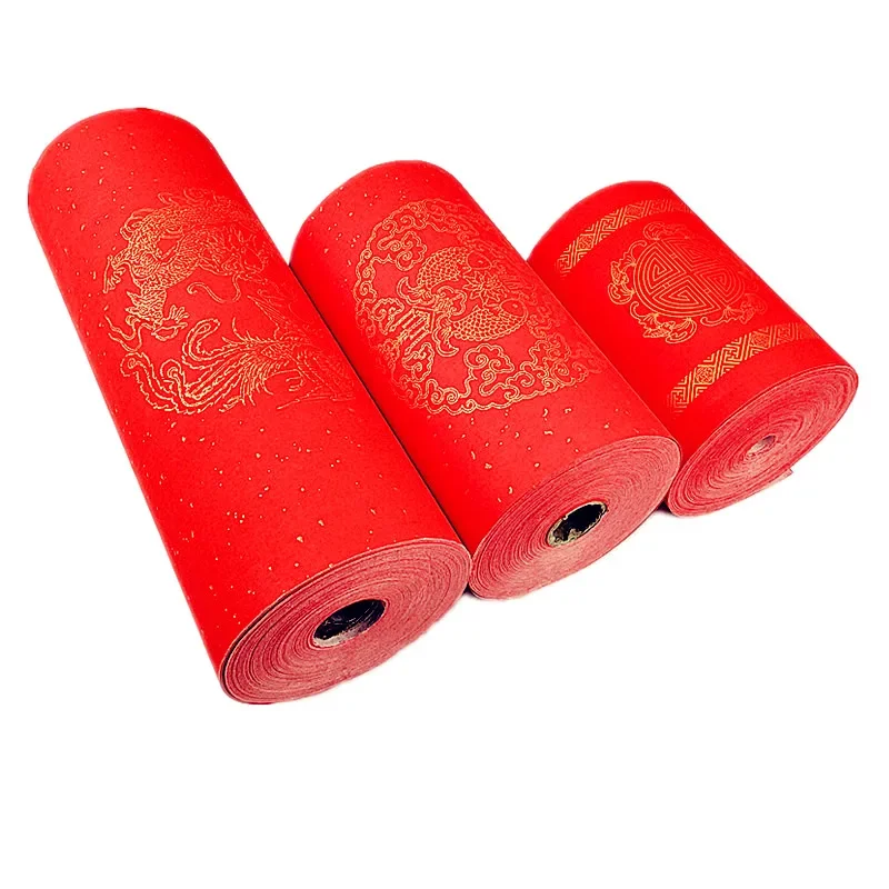 Spring Festival Couplets Non-fading Red Calligraphy Paper Half-Ripe Xuan Paper Red Chinese Xuan Paper for Writing Paper Cutting