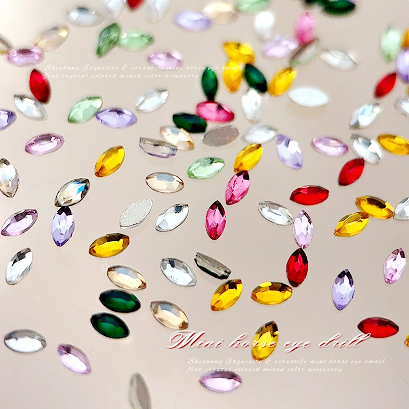 300/1440 ชิ้น Mini แบน Marquise ตกแต่งเล็บ Rhinestones คริสตัลเพชรอุปกรณ์เสริมสําหรับเล็บอุปกรณ์เครื่องมือ