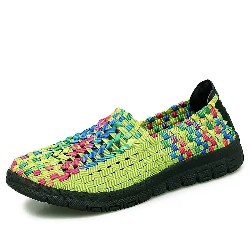 Woman's New Summer Hand Knitting Big Size Mesh Sneakers Soft Sole Non Slip Light Slip-On Walking Shoes Elderly Shoes Lazy Shoes