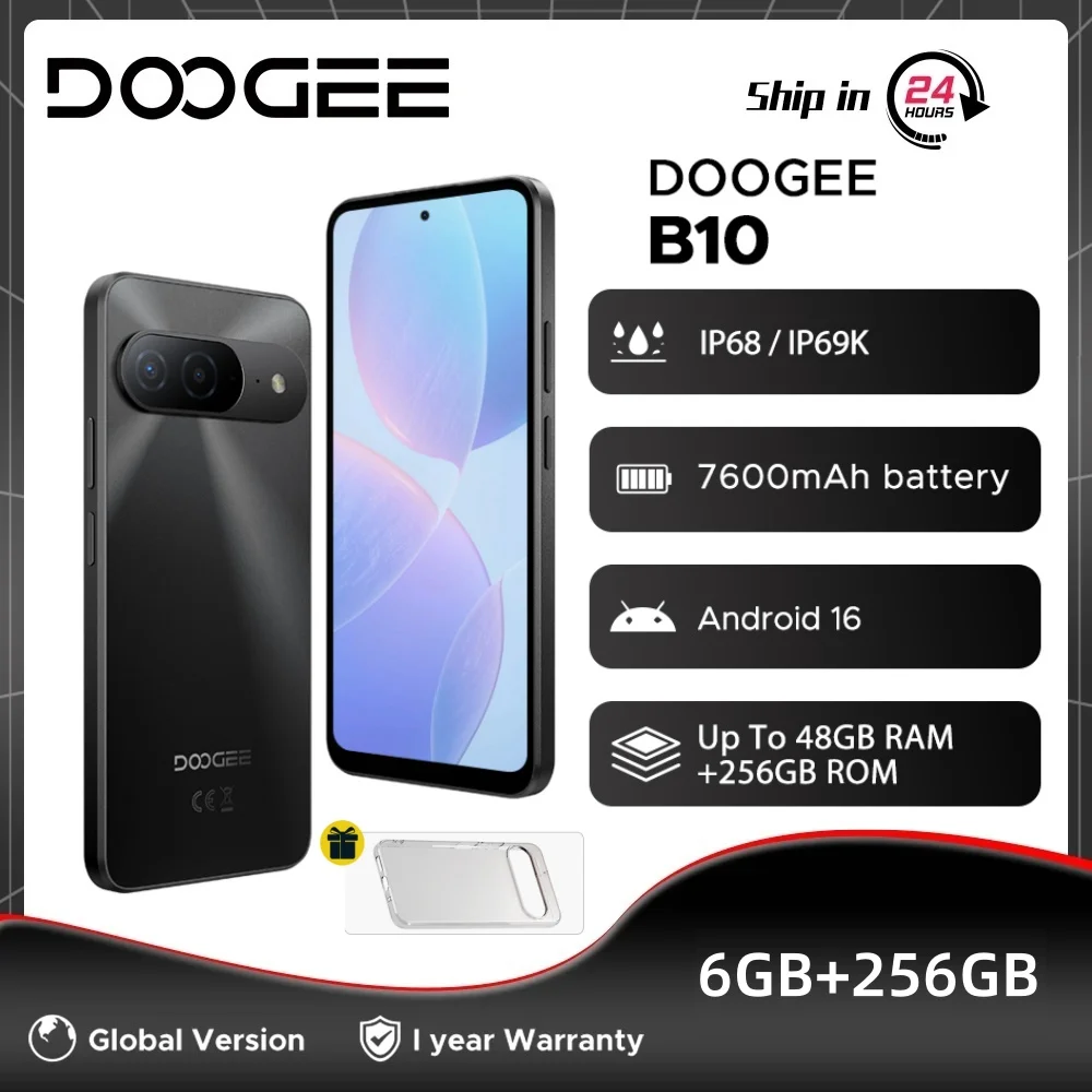 Global Version DOOGEE B10 Smartphone Android 16 48GB+256GB IP68 /