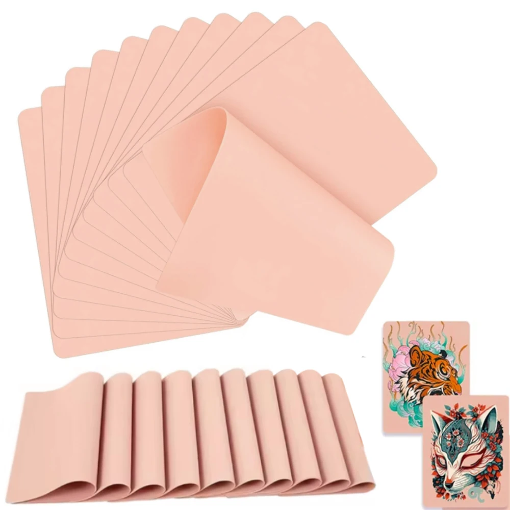 1/5/15PCS Tattoo Blank Practice Skin Eyebrow Paint Double Side Synthetic Leather Pink Tattoo Beginner Fake Skin Exercise Tool