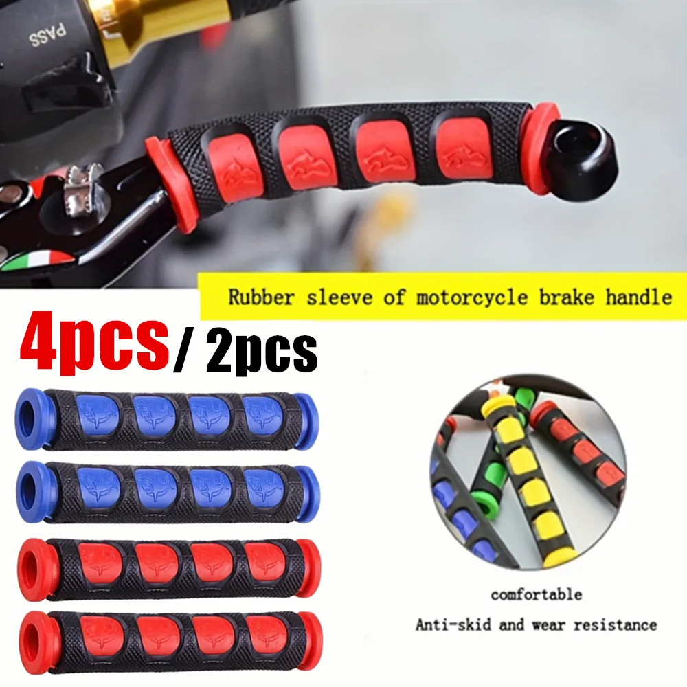 Motorcycle Handlebar Grips, Anti-Slip Rubber Brake & Clutch Lever Covers, Ergonomic Control Grip Sleeves for Motorbike