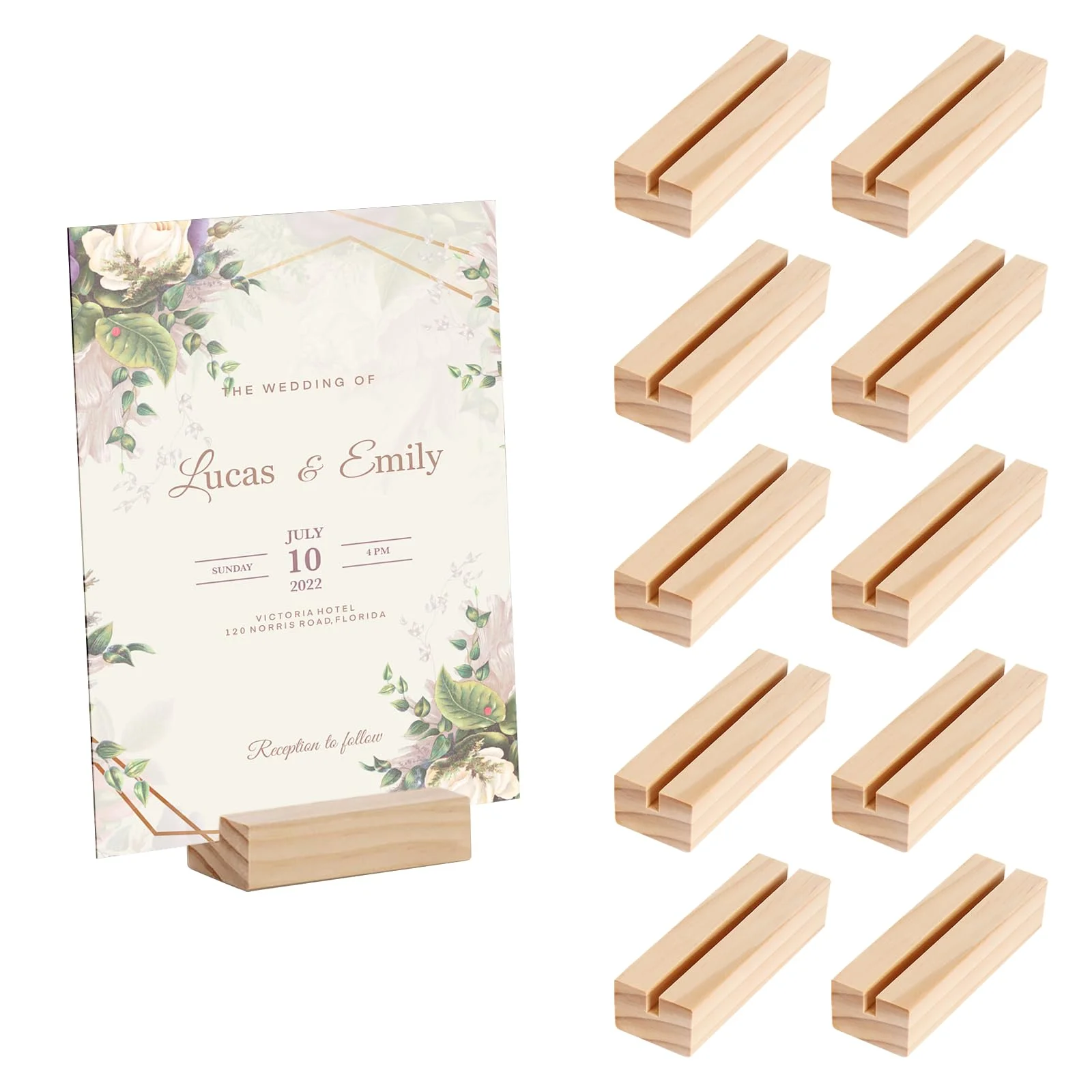 10Pcs Wood Card Holder, Insert Card Holders, Wedding Holder Numbers Comes for Restaurants Weddings Banquets Parties