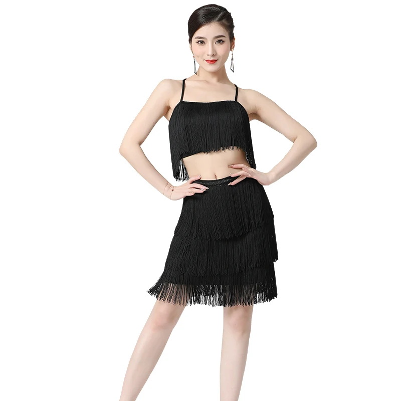 

Women Dance Clothes Latin Dance Top Hip Scarf Tassel Costume Latin Dress Ballroom Samba Fringes Competition Performance