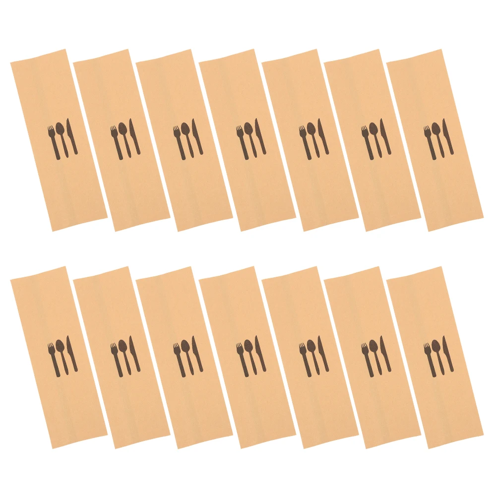 

200pcs Kraft Paper Cutlery Holder Disposable Silverware Bags Party Wedding Banquet Hotel Dining Table Decor Festival Utensil