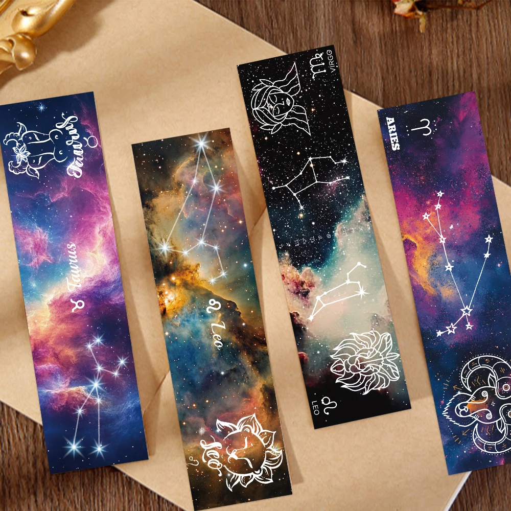 30PCS Mystery Constellation Bookmark Reading Pages Book Label Student Stationery Supplies Paper Cards Aesthetic Creative Gifts