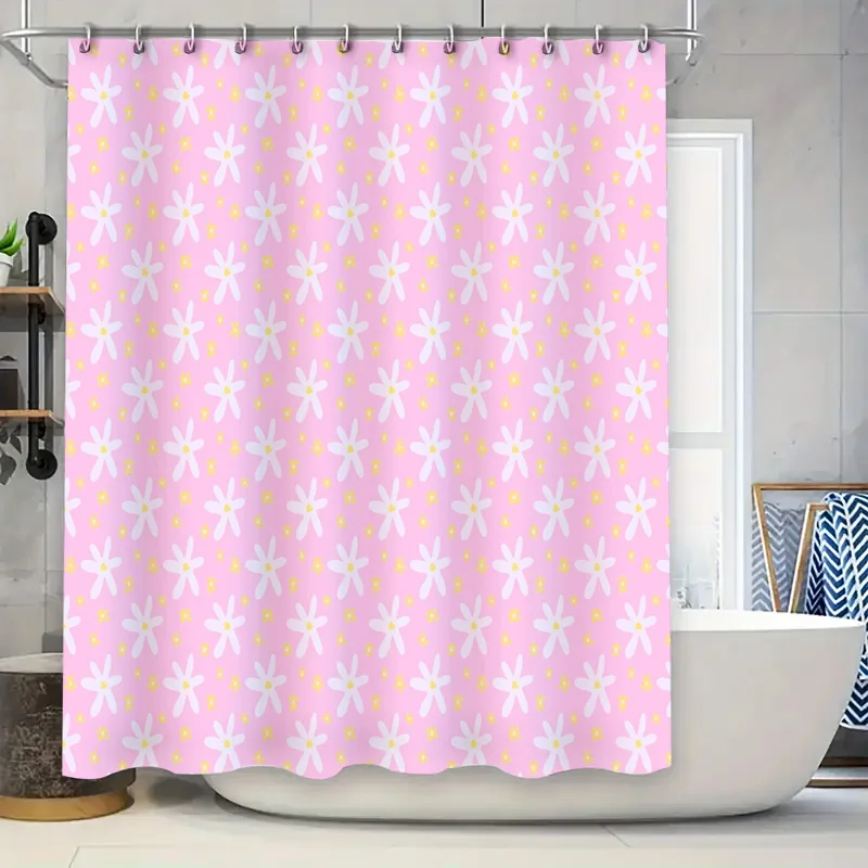 

Shower Curtain Waterproof Vintage Floral Bathroom Decor Set Modern Farmhouse Style Washable Liner Backdrop