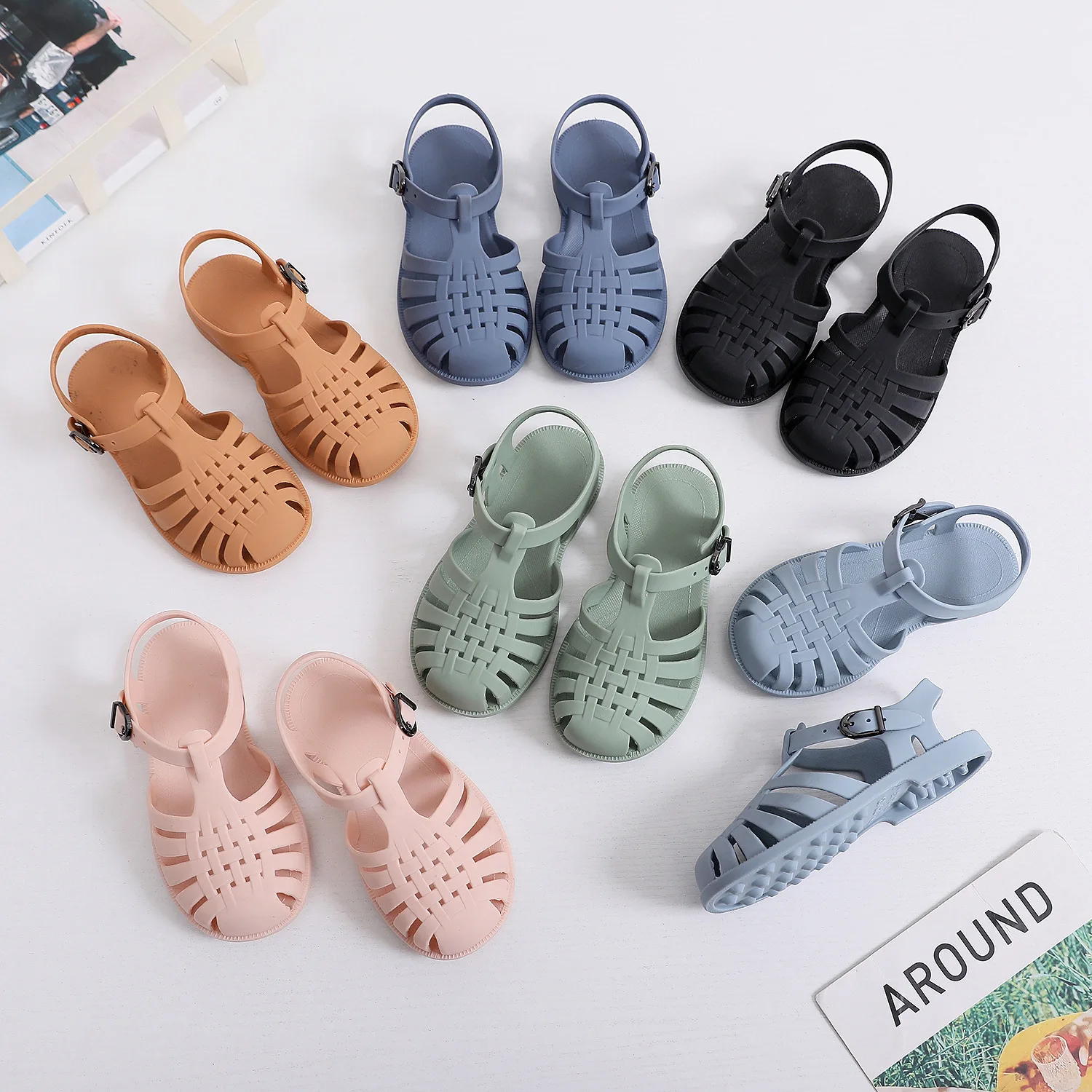 Boys Girls Baby Casual Plastic Toddler Shoes Sandals Spring And Summer Children\'S Soft Bottom Toe Shoes Flat Hollow Hole Shoes