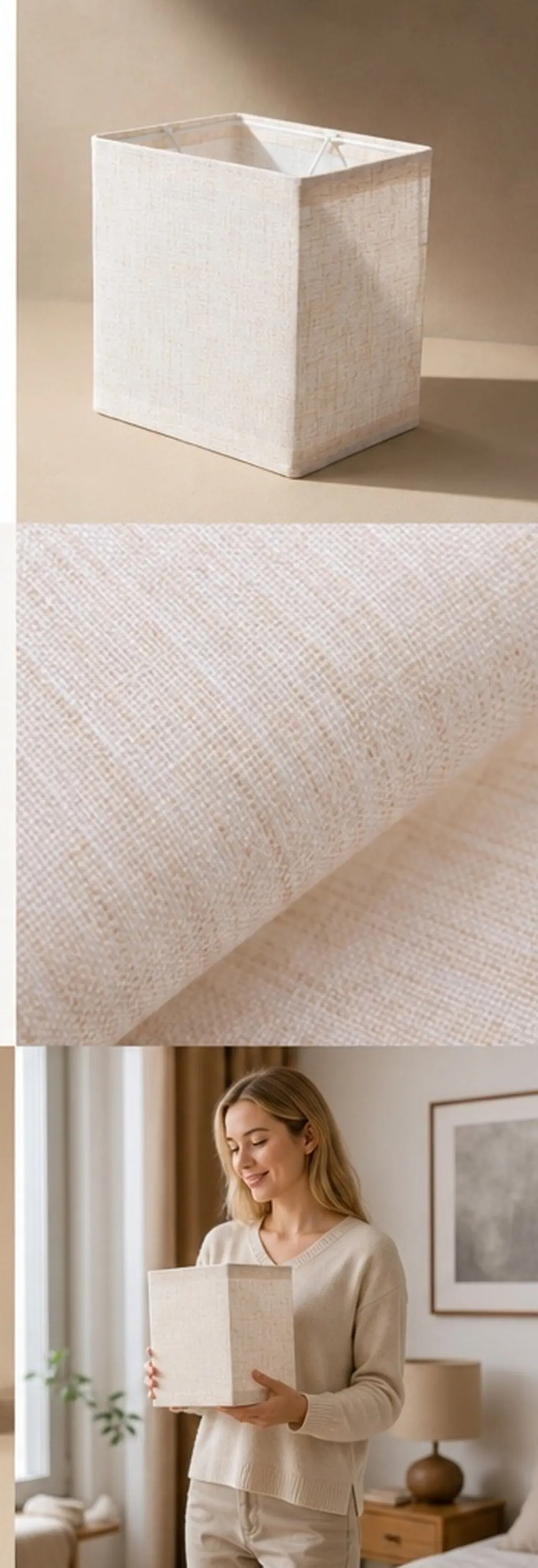 Rectangular Linen Lamp Shade Fabric Replacement for Bedside Table Floor Lamp Hotel Room Light Covers E27 Linen Cloth Lampshade