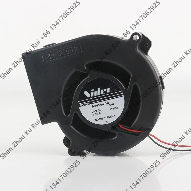 2-wire A34148-16 Original Nidec 5V 12V 48V DC 24V 0.33A AC EC 9733 97X97X33MM 9.7CM Turbo Blower Double Ball Bearing Cooling fan
