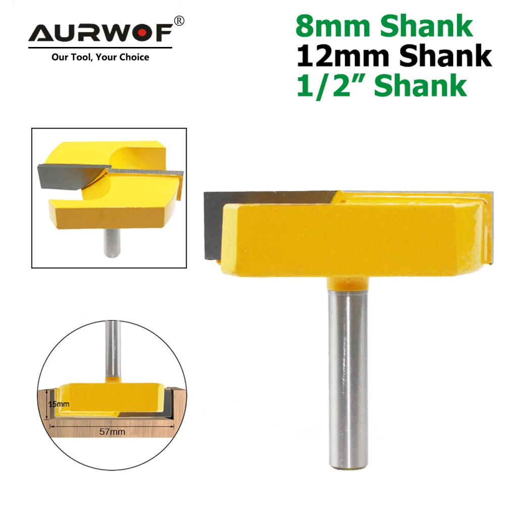 AURWOF 1pc Large Diameter Bottom Cleaning Router Bit Set, 8/12/1/2