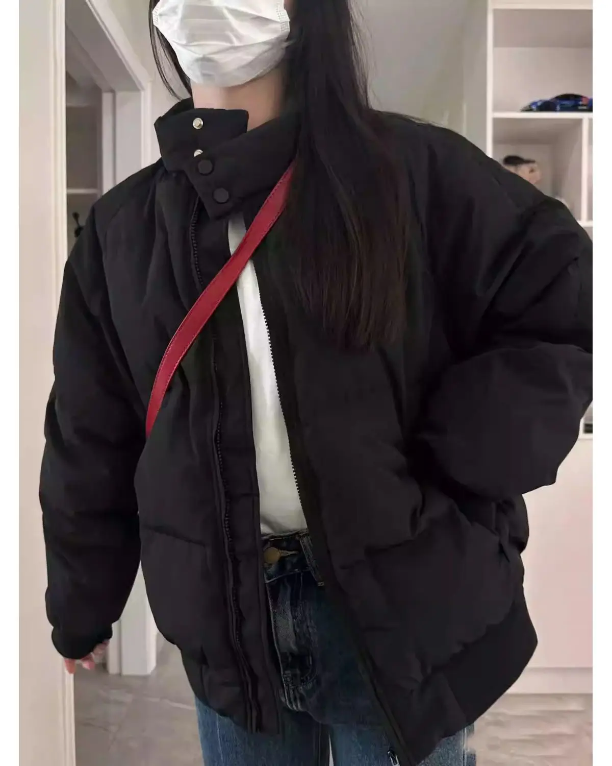 

Puffer Parkas Woman Clothes Womens Blocking Color Design Winter Cotton-Padded Thick Warm Hooded Long-Sleeved Fashion Casual Vibe