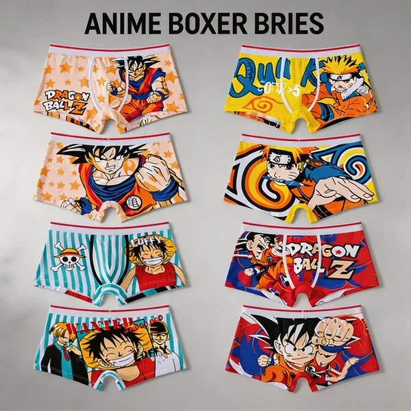 Dragon Ball Low-Rise-Herrenhöschen, Anime-Cartoon-Unterwäsche, atmungsaktive Unterhose mit Tasche, Boxershorts, modische Stretch-Geschenke für Jugendliche