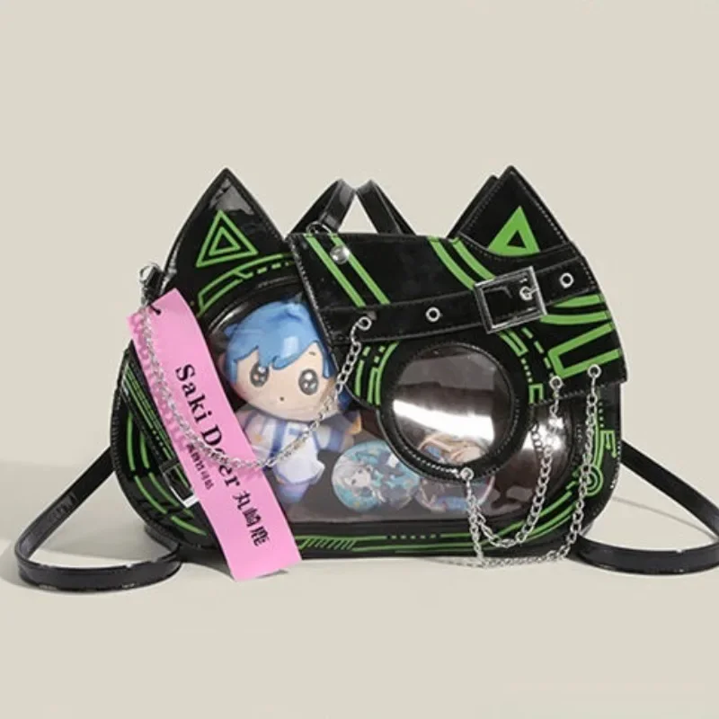 Lolita Gothic Cute Cat Luminous Bag Transparent Badge Itabag Anime Tote Bag Single-shoulder Goods Display Bags