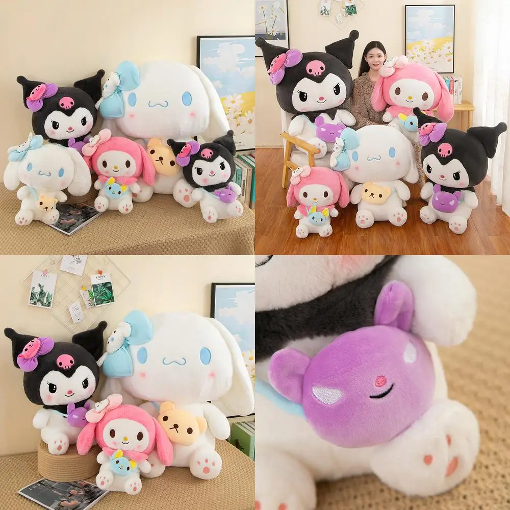 Kawaii Kuromi Plush Toy Filled Doll Sanrio Characters Cinnamoroll My Melody Backpack Stuffed Animal Kids Birthday Gift Plush
