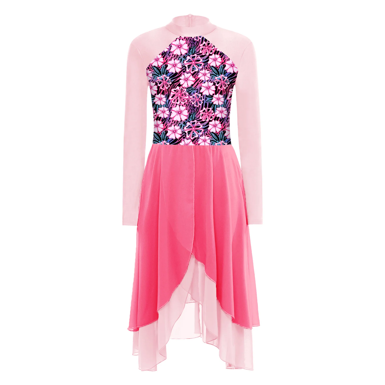 

Women Lyrical Modern Contemporary Dress Worship Liturgical Dancewear Long Sleeve Leotards Tulle Church Choir Performance Costume