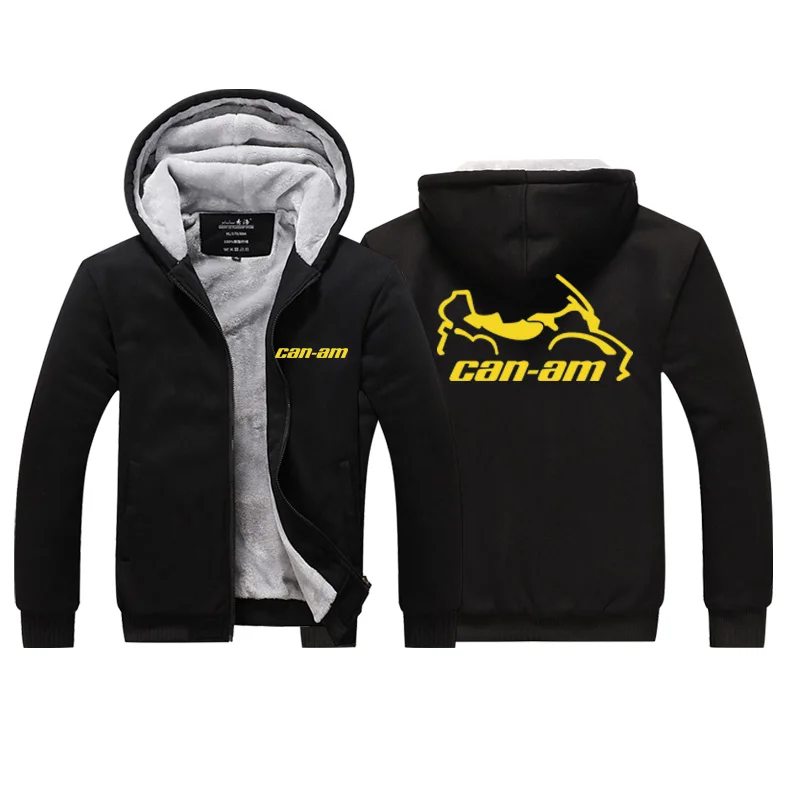 

2023 Winter Print CAN-AM Car Logo Thicken Jackets Male Hodies Zipper Sweatshirts Tracksuit Men's Coats