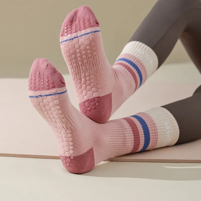

Хлопковые двухслойные носки для йоги и пилатеса, нескользящие специальные спортивные носки для занятий танцами, фитнесом и тренировок на полу