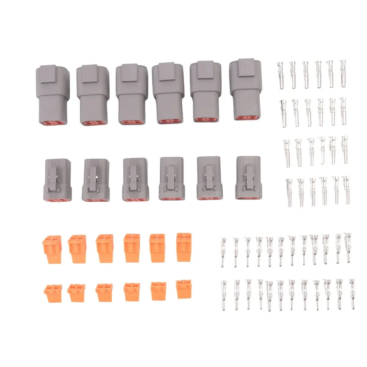 A64K 72 PCS Deutsch DTP Connector Kit 4 Pin Automotive Waterproof Connectors 6 Sets with Size 12 Stamped Contacts Gauge