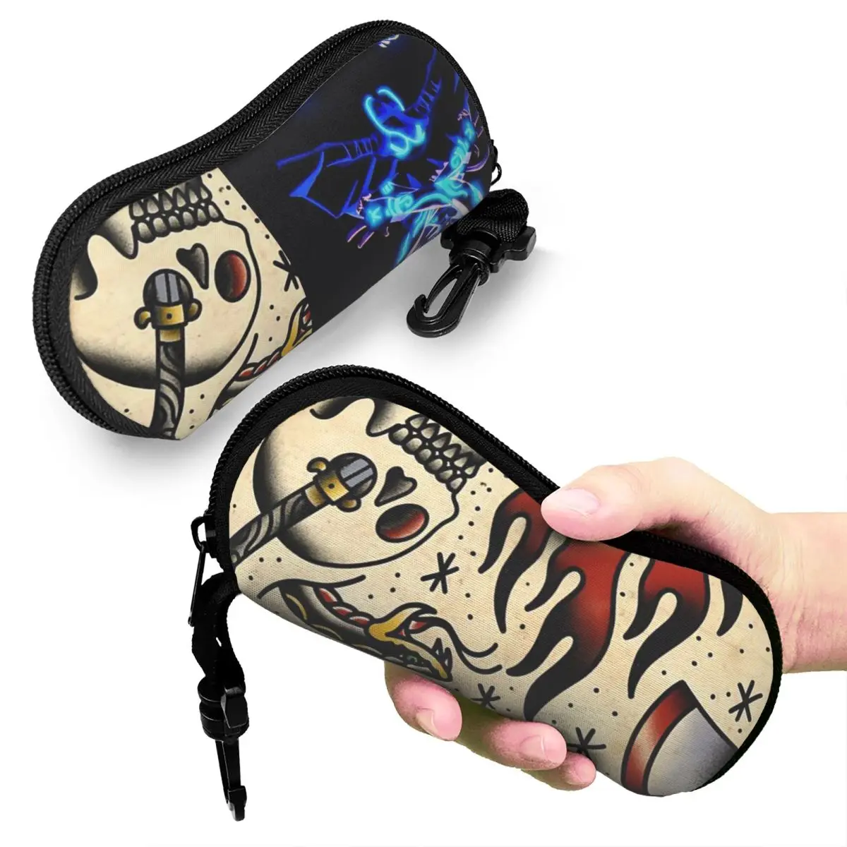 

Американский традиционный флэш-узор, чехол для очков с татуировкой, защитная коробка для солнцезащитных очков для женщин и мужчин, мягкая сумка для очков