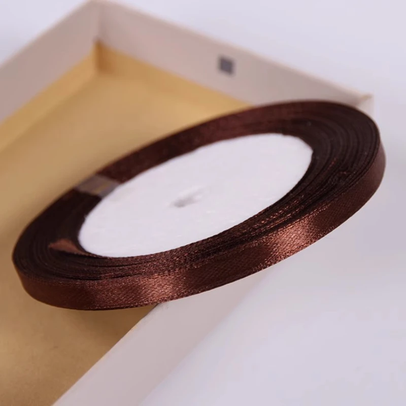 25 야드/롤 6mm ~ 75mm DIY 활 공예에 대 한 어두운 커피 리본 크리스마스 홈 장식 웨딩 선물 포장 의류 액세서리 리본